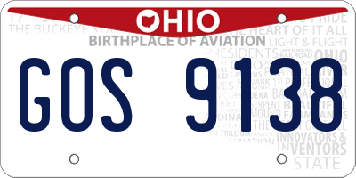 OH license plate GOS9138