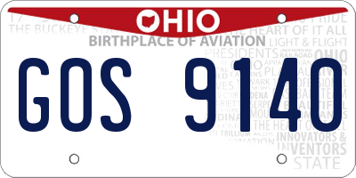 OH license plate GOS9140