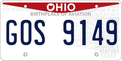 OH license plate GOS9149