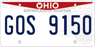 OH license plate GOS9150