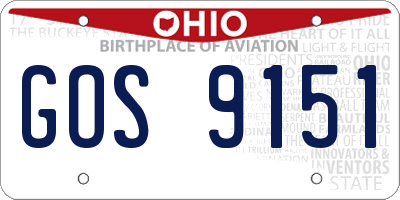 OH license plate GOS9151
