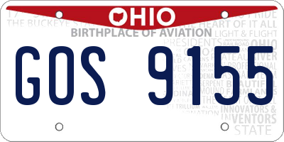 OH license plate GOS9155