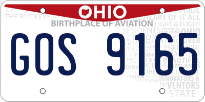 OH license plate GOS9165
