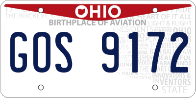 OH license plate GOS9172