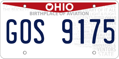 OH license plate GOS9175