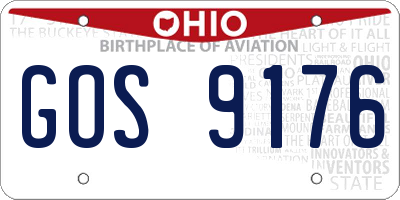 OH license plate GOS9176