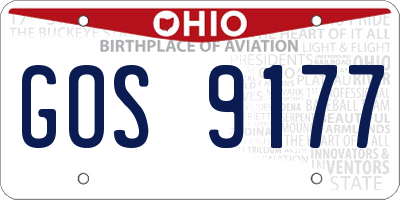 OH license plate GOS9177