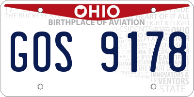 OH license plate GOS9178