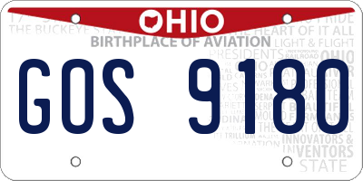 OH license plate GOS9180