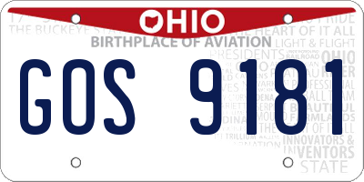 OH license plate GOS9181