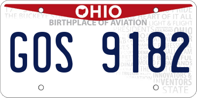 OH license plate GOS9182