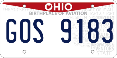 OH license plate GOS9183