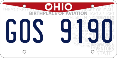 OH license plate GOS9190