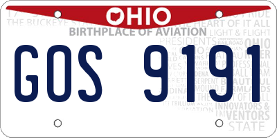 OH license plate GOS9191