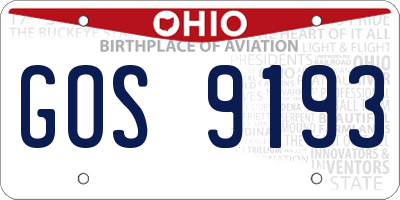 OH license plate GOS9193