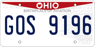 OH license plate GOS9196