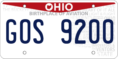 OH license plate GOS9200