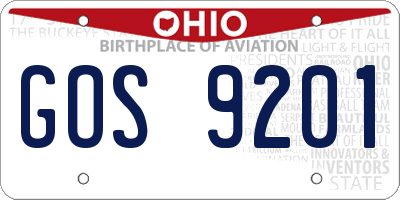 OH license plate GOS9201