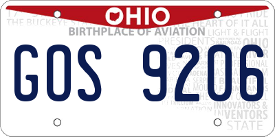 OH license plate GOS9206