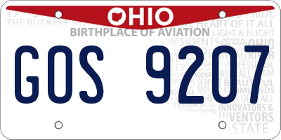 OH license plate GOS9207