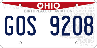 OH license plate GOS9208