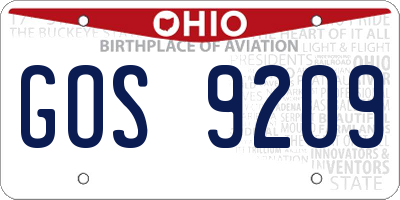 OH license plate GOS9209