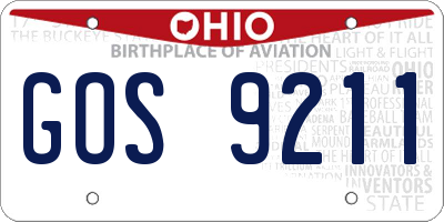 OH license plate GOS9211