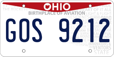 OH license plate GOS9212