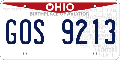 OH license plate GOS9213
