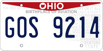OH license plate GOS9214
