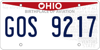 OH license plate GOS9217