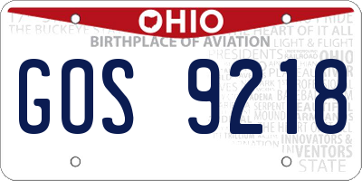 OH license plate GOS9218