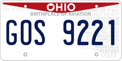 OH license plate GOS9221