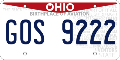 OH license plate GOS9222