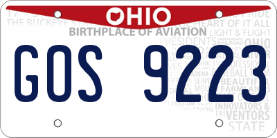 OH license plate GOS9223