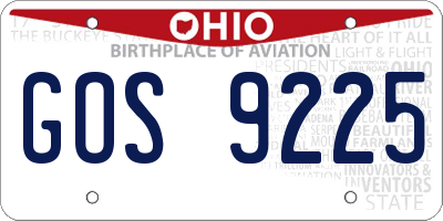 OH license plate GOS9225