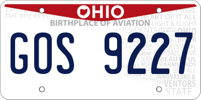 OH license plate GOS9227