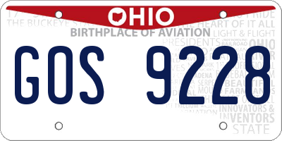 OH license plate GOS9228