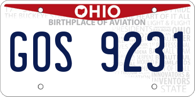 OH license plate GOS9231