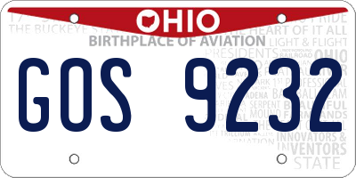 OH license plate GOS9232