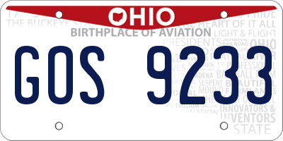 OH license plate GOS9233