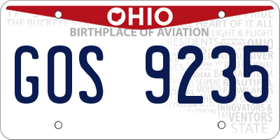 OH license plate GOS9235