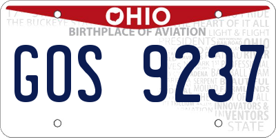 OH license plate GOS9237