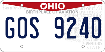 OH license plate GOS9240