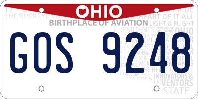 OH license plate GOS9248