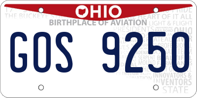 OH license plate GOS9250