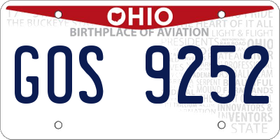 OH license plate GOS9252