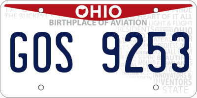 OH license plate GOS9253