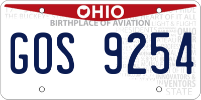 OH license plate GOS9254