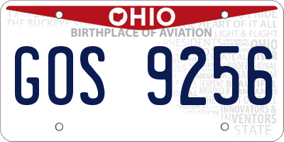 OH license plate GOS9256